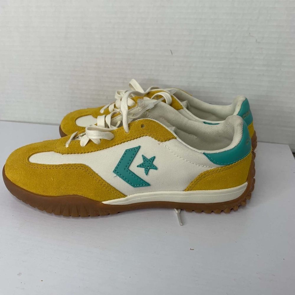 Converse Run Star Trainer Low Top Sneakers Sunny Angle Egret Yellow Teal M5 W6.5